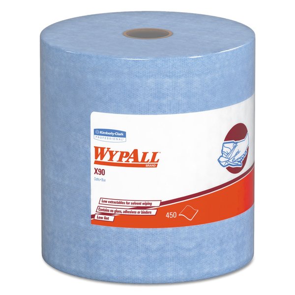 Wypall Towels & Wipes, Denim Blue, Roll, Hydroknit*, 2; 450 Wipes, 11.1" x 13.4", Unscented KCC 12889